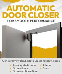 Rotary Hydraulic Roto Door Closer for Laundry & Trash Chutes – Heavy Duty Adjustable Spring Closure Kit for Screen & Storm Doors – Commercial & Residential Use – Universal Fit