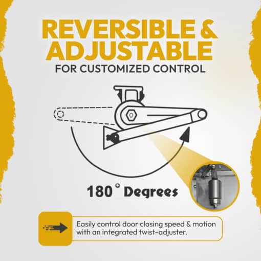 Rotary Hydraulic Roto Door Closer for Laundry & Trash Chutes – Heavy Duty Adjustable Spring Closure Kit for Screen & Storm Doors – Commercial & Residential Use – Universal Fit
