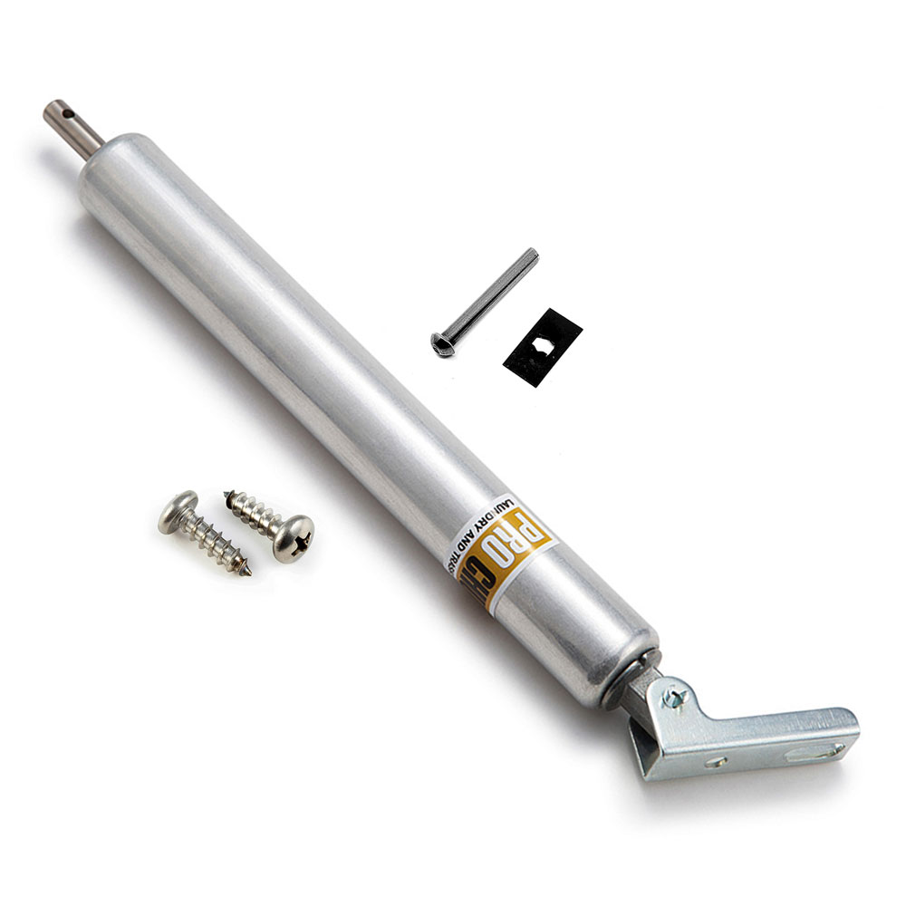 Laundry Chute Door Closer. 8 inch Hydraulic retracted Piston Pump with Bracket & Clevis Parts for Side & Bottom hinged Trash Intake Doors.