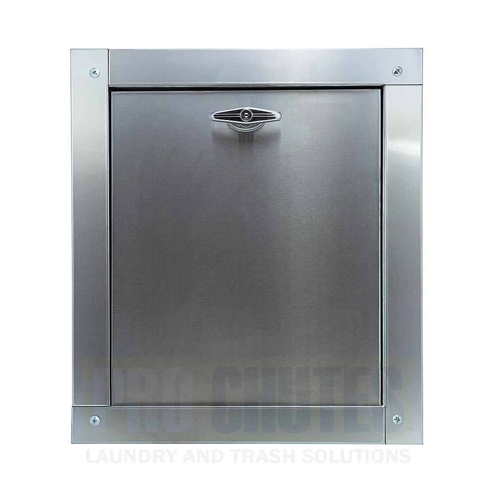 12 X 15 Midland Style Stainless Steel Trash Chute Door Noiseless Self Closing Bottom Hinged Fire Rated & UL Approved 