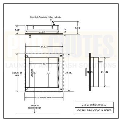 Laundry Intake 21 x 21 Laundry & Trash Chute Doors - Stainless Steel Side Hinged Fire ...