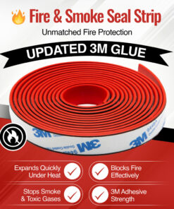 Intumescent Smoke Seal Strip Tapes – Flexible Expanding Fire Door Strips with 3M Tape 9 Foot Graphite & Rubber Composite Material - Smoker Gasket Seal Strip for Fire Rated Windows & Steel Doors