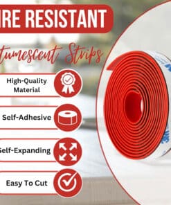 Intumescent Smoke Seal Strip Tape – Flexible Expanding Fire Door Strips with 3M Tape 9 Foot Graphite & Rubber Composite Material - Smoker Gasket Seal Strip for Fire Rated Windows & Steel Doors