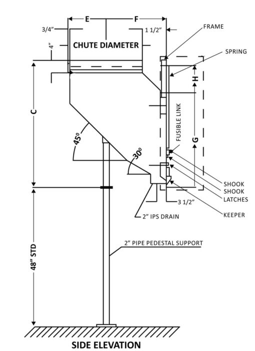 Side- Laundry Chute Hopper Discharge Door 24" x 30" - Wilkinson Style