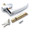 Trash Chute ADA L Handle - Universal Fit for Laundry and Linen Doors with V Spindle for Bottom & Side hinged Doors. Handicap Approved Universal Locking Chrome Knob Hardware Parts