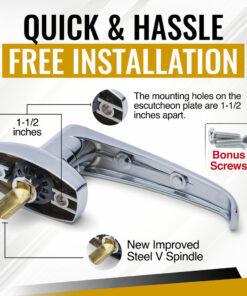 Trash Chute ADA L Handle - Universal Fit for Laundry and Linen Doors with V Spindle for Bottom & Side hinged Doors. Handicap Approved Universal Locking Chrome Knob Hardware Parts