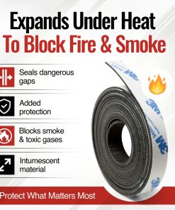 Intumescent Smoke Seal Strip Black Tapes – Flexible Expanding Fire Door Strips with 3M Tape 9 Foot Graphite & Rubber Composite Material - Smoker Gasket Seal Strip for Fire Rated Windows & Steel Doors